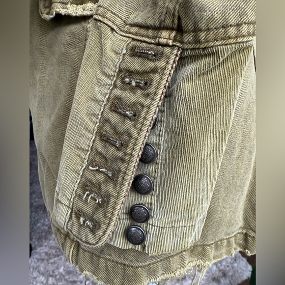 Free People Denim Seamed and Structured Military Jacket in Olive Green, Small - Picture 4 of 9